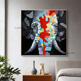 Modern Abstract Elephants Decorative Art Hand Painted Animals Oil Painting On Canvas