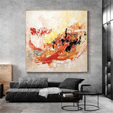 Modern Painting Hand Painted Wall Art Canvas Painting Orange Theme Entrance Hallway