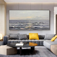 Modern Hand Painted Sunset Seascape Abstract Canvas Oil Painting As