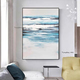 Light Blue Clouds and Sky Modern Abstract Oil Painting Canvas Hand Painted Art Wall Decoration For Home Room Decor As