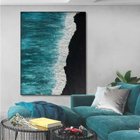 Hand Painted Modern abstract Canvas blue Sea Beach Landscape Modern Wall Painting As