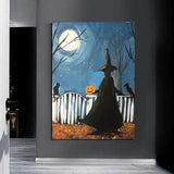 Hand Painted Oil Painting Halloween Pumpkin Abstract Canvas Wall Arts