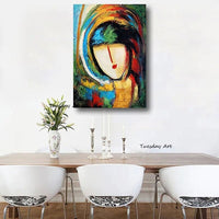 Hand Painted Canvas Oil Painting Modern People Abstract Homes