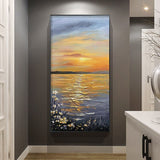 Hand Painted Seascape Sunrise Abstract Art oil Painting Landscape Contemporary Modern Design Artwork Decor