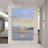 Hand Painted Sunrise Sea Hallway Bedroom decora Wall Art Abstract Landscape art Canvas painting