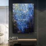 Abstract Blue Modern Unique Painting Art Palette Knife Canvas Acrylic Textured Art