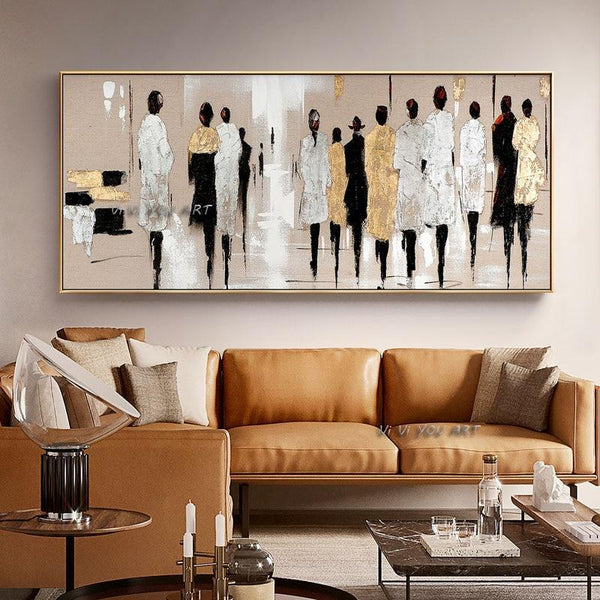 Hand Painted Abstract Pedestrian Art on Canvas Modern Painting Modern Art