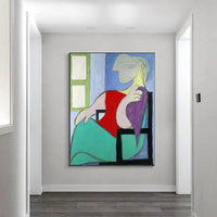 Hand Painted Oil Painting Picasso The Woman Sitting by the Window Abstract Painting Decorative Home