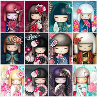 DIY Diamond Painting Cartoon Full Square Japan Dolls 5d Diamond Painting Picture Of Rhinestone Mosaic