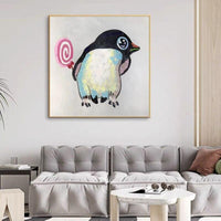 Cute Cartoon Penguin Hand Painted Oil Painting Modern Animal As