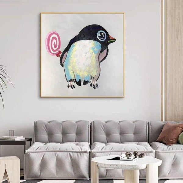 Cute Cartoon Penguin Hand Painted Oil Painting Modern Animal As