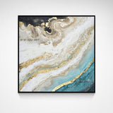 Hand Painted Abstract Wall Art Blue Marble Texture Minimalist Modern On Canvas Decorative