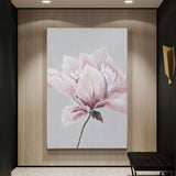 Hand Painted Abstract Pink Flower Oil Painting On Canvas Simple Home Room