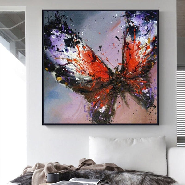Hand Painted Modern Abstract Butterfly Animals Oil Painting On Canvas Modern Abstract Pop Art