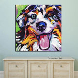 size Hand Painted Oil Painting Street Art Dog Abstract Wall Paintingative Room