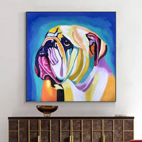 size Hand Painted Oil Painting bulldog Pet Wall paintingative Painting