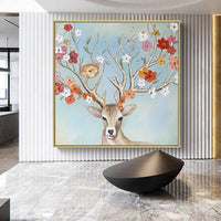 Canvas Hand Painted Oil Painting Sika Deer Canvas Painting As