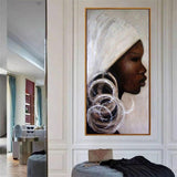 Hand Painted Abstract African Woman Portrait Oil Painting on Canvas Abstract African Woman