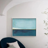 Hand Painted Sea Canvas Painting Blue Abstract Painting Minimalist Art Modern Art