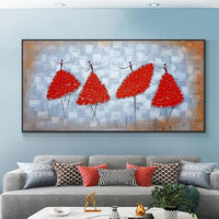 Abstract Thick Textured Dancing Girl On Canvas Hand Painted Modern Wall Art