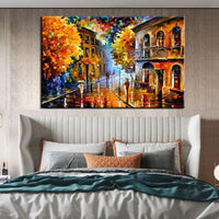 Hand-Painted Oil Painting Classic Landscape Knife Street Figures Abstracts Home Wall Interior Decor