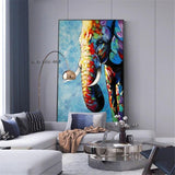 Hand Painted Abstract Wall Art Elephant Minimalist Modern On Canvas Decorative