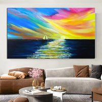 Oil Painting Abstract Knife 3D Wave Wall Art Hand Painted Seascape on Canvas Hand Painted Floral Paintings