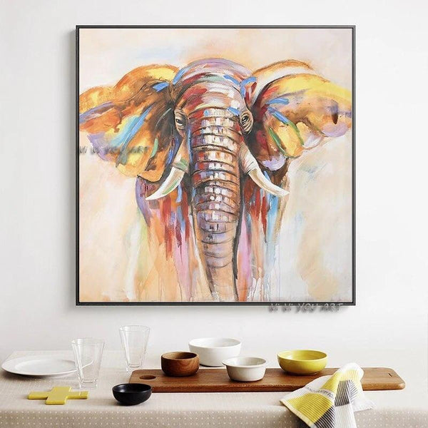 Elephant Painting Hand Painted Modern Elephant on Canvas Wall Art