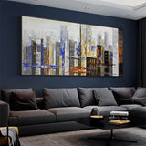 Modern City Hand Painted High-Rise Buildings home Decoration Modern Style oil painting Wall Art painting Office wall Decorations