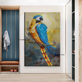 Hand Painted Thick Knife Oil Painting Parrot Animal Abstract on Canvas Modern Decor