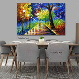 Hand Painted Modern Thick Knife Street Landscape People Abstract Canvas Painting Nordics Decor