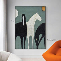 Canvas Painting Hand Painted Animal The Horse Oil Painting Bedroom