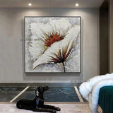 Hand Painted Wall Art Abstract White Flower On Canvas Painting Decoration Salon Bedroom