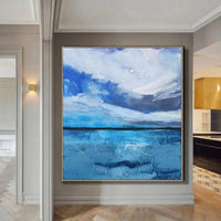 Hand Painted Landscape Hand Painted Abstract Blue Oil painting On Canvas Decor