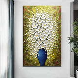 Hand Painted Oil Painting Thick Knife White Flower Canvas Home s