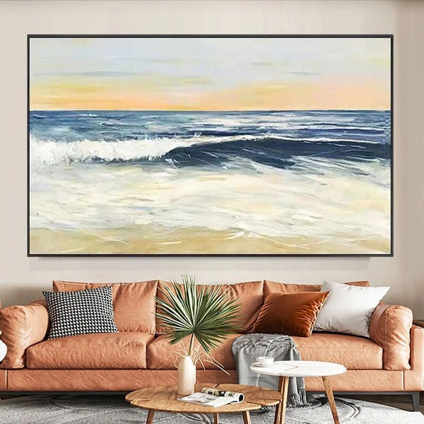 Hand Painted Impression Sunrise Sea View Landscape Oil Painting on Canvas Arts