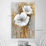 Hand Painted Oil Paintings Gold Foil Classical Flowers Canvass Modern Room Decoration