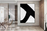 Hand Painted Acrylic Oil Painting Abstract Art On Canvas Simple Black And White Vertical Painting