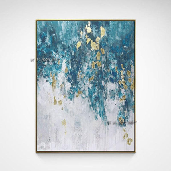 Hand Painted Abstract Gold Foil Bright Color Style Minimalist Modern On Canvas Decorative For Living