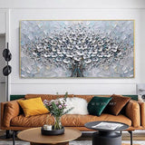 knife oil painting Hand Painted Wall Painting Modern Silver Flowers Canvas Painting Entrance Wall Decorative