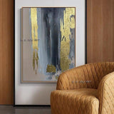 Pure Hand Painted Luxurious Gold Foil Craft Modern Abstract Oil Canvas Painting On The Wall Art Entrance Decoration Art