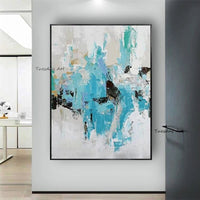 Hand Painted Modern Abstract Blue Landscape Oil Painting Canvas Oil Painting For Home Wall