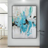 Hand Painted Modern Abstract Blue Landscape Oil Painting Canvas Oil Painting For Home Wall