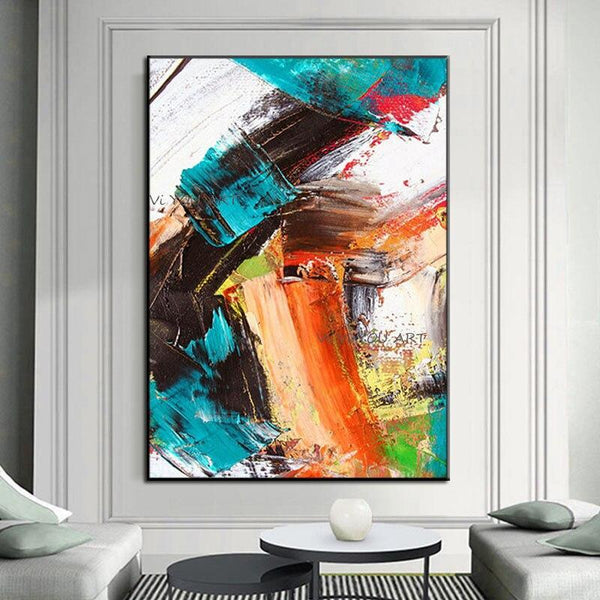 Hand Painted Multicolor Painted Abstract Oil Modern Minimalist Art Three Dimensional Abstract Color Porch Decorative