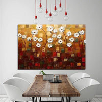 Hand-Painted Oil Painting Modern Wall Art White Cherry Blossom Tree Thick Palette Knife On Canvas