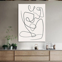 Simple Figure Line Abstract Oil Painting Modern Hand Painted Oil Painting Canvas Unframe