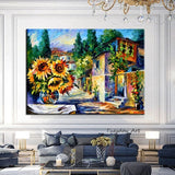 Hand Painted Abstract Landscape Oil Painting Sunflower House Abstract On Canvas Arts Home Wall