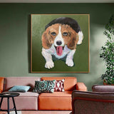 Hand Painted Cute Dog Animal Oil Paintings Hot Sell Wall Art Modern Unique