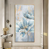 Hand Painted Oil painting Landscape Abstract Gold Blue Classic Flower Canvas For Home Hotel Decorative