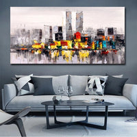 Hand Painted Oil Painting Rain City Building Landscape Room Abstract On Canvas